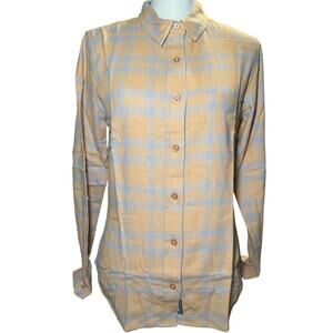 Wildfang Essential Long Sleeve Flannel Button Up, Yellow Plaid, Unisex XS, NWT